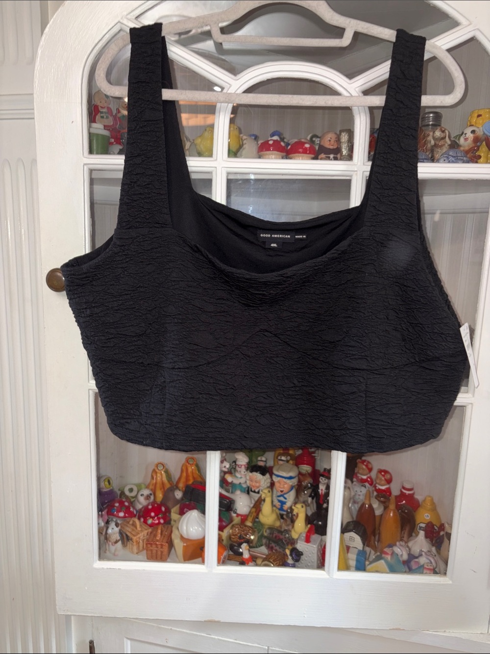 NWT Good American Black Textured Crop 4xl Tank